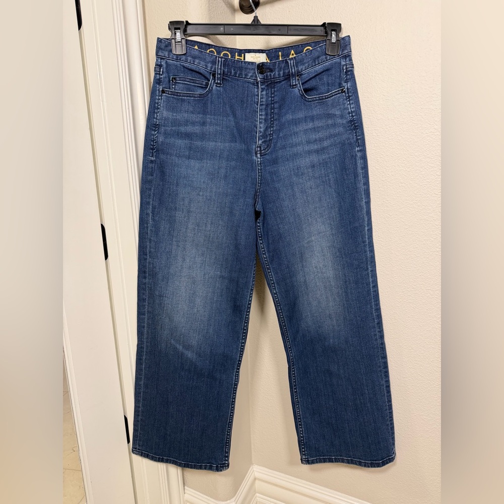 Kate Spade New York M231 High Rise Cropped Wide Leg Jeans Size 29 Medium Wash
